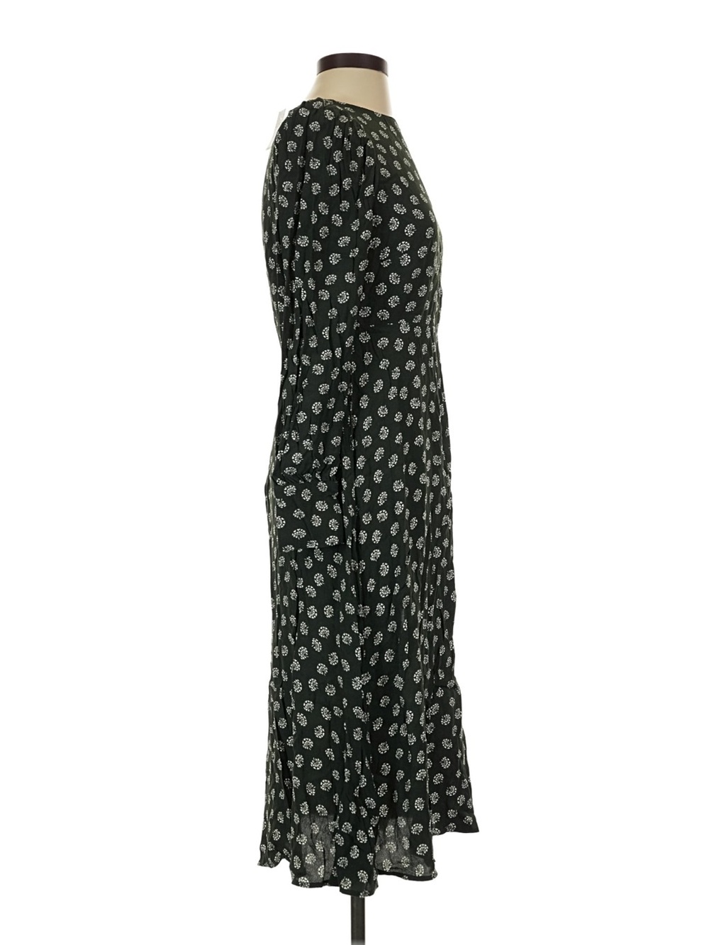 LOFT Black Long-Sleeve Midi Dress with White Floral Print - Picture 3 of 12